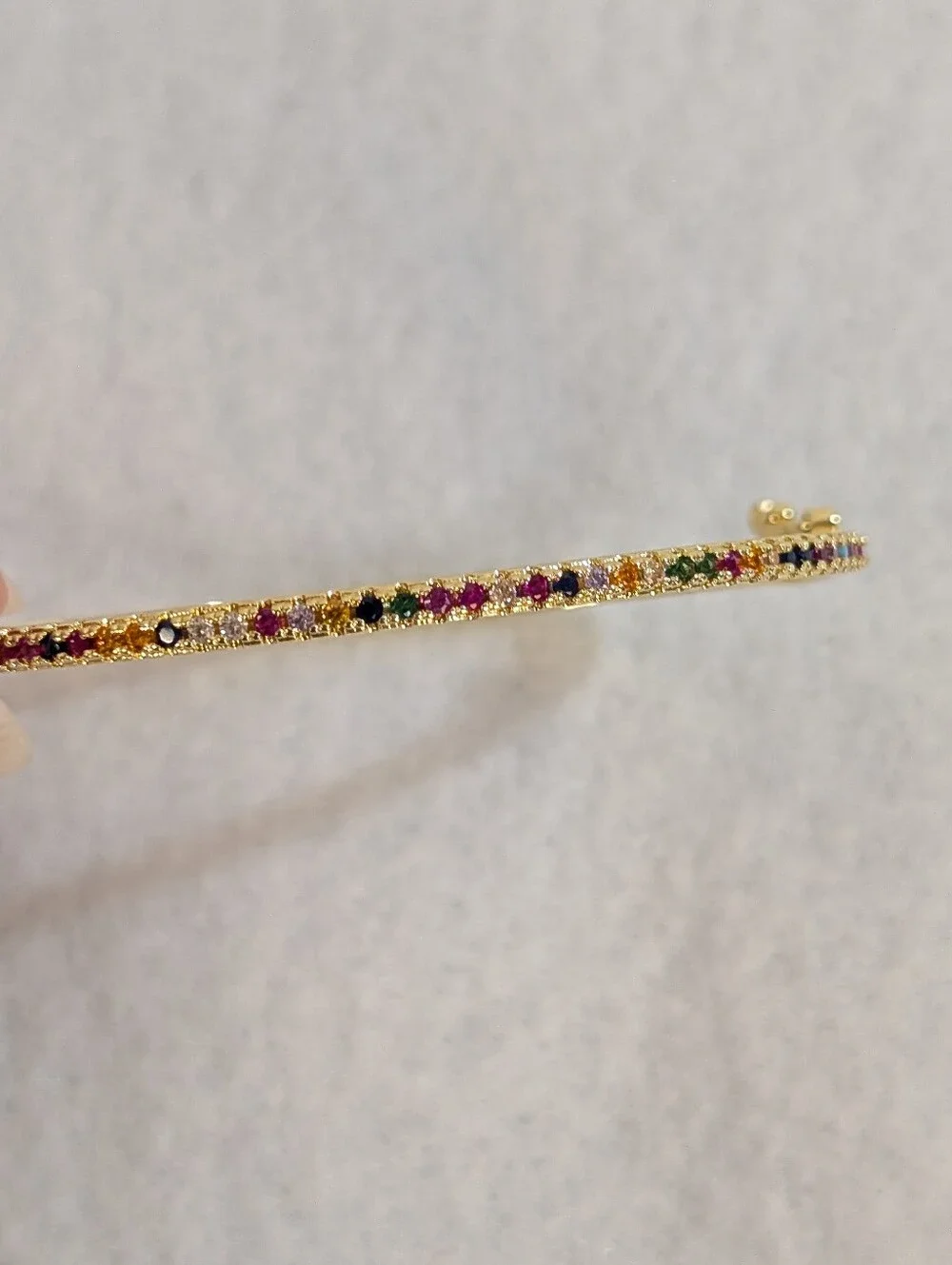 Multicolored Rainbow Rhinestone Bangle Bracelet